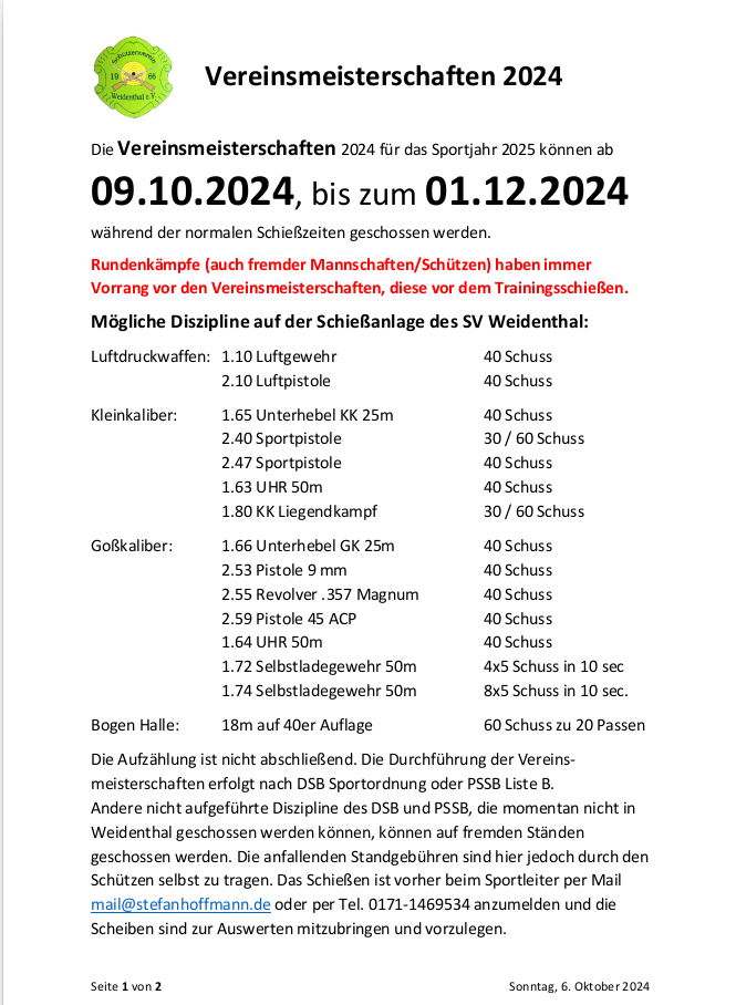 Flyer Vereinsmeisterschaften